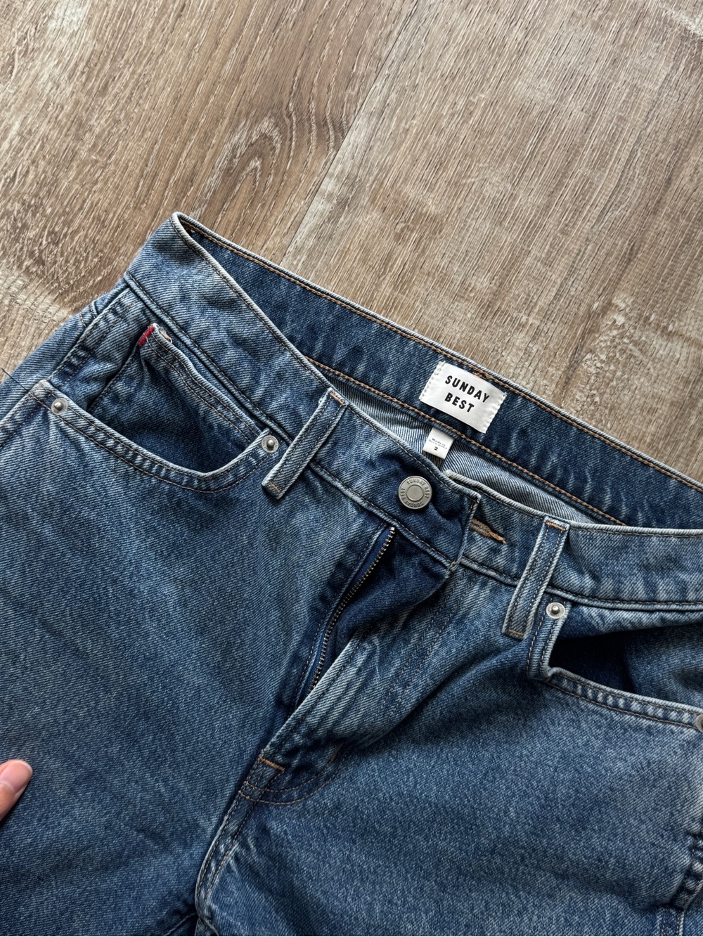 Sunday Best Mid-Rise Straight Leg Jeans in Washed Blue